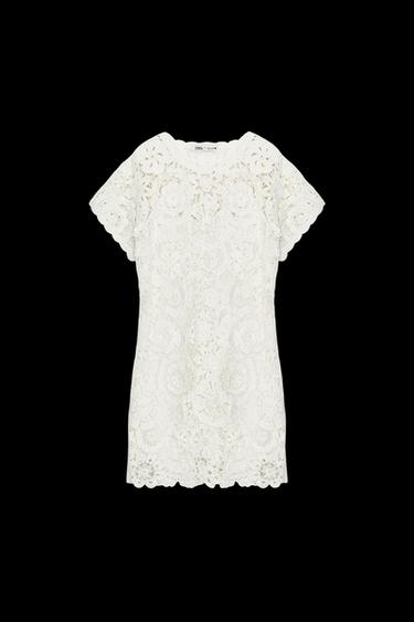 VESTIDO CORTO CROCHET ZW COLLECTION - Blanco de Zara