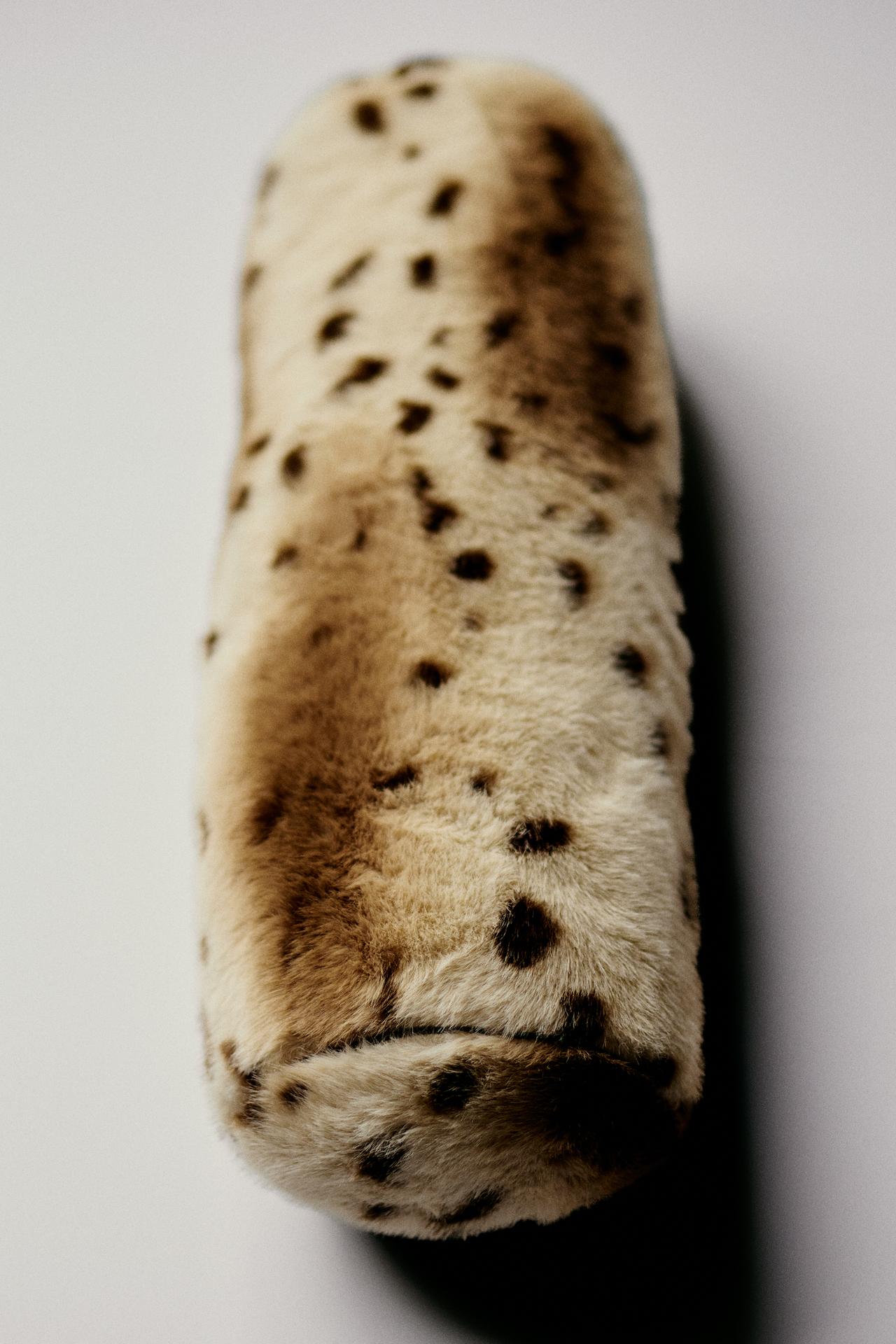ANIMAL PRINT FUR BOLSTER PILLOW — cheetah