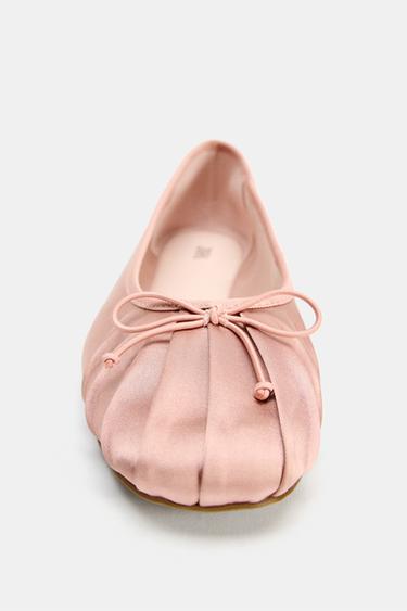 CHAUSSURES PLATES SATINÉES AVEC NŒUD - Rose de Zara - Image 3