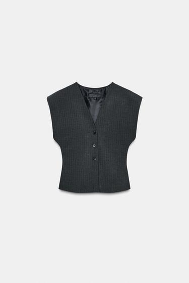 PINSTRIPE WAISTCOAT - Charcoal grey by Zara