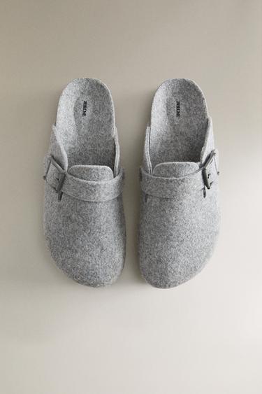 BUCKLED FELT MULE CLOG SLIPPERS - Grey by Zara - Image 2