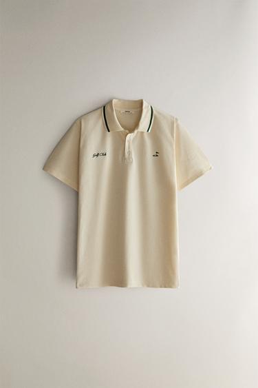 GOLF POLO MET KORTE MOUW - Ecru van Zara