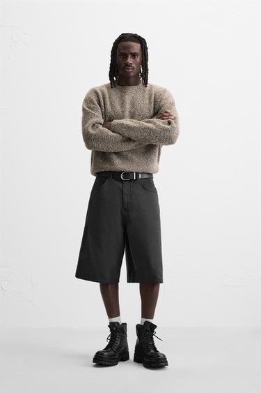 WASHED OVERSIZE FIT BERMUDA SHORTS - Anthracite grey by Zara