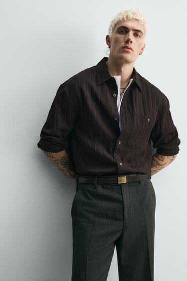 LIMITED EDITION STRIPED JACQUARD SHIRT - Brown by Zara - Image 4