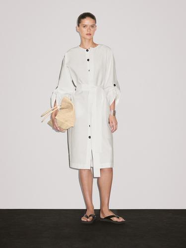 Zara Shirt dress with contrast buttons - Ecru