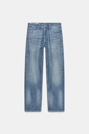 JEANS TRF BAGGY TAPERED 로우라이즈 - Zara 블루