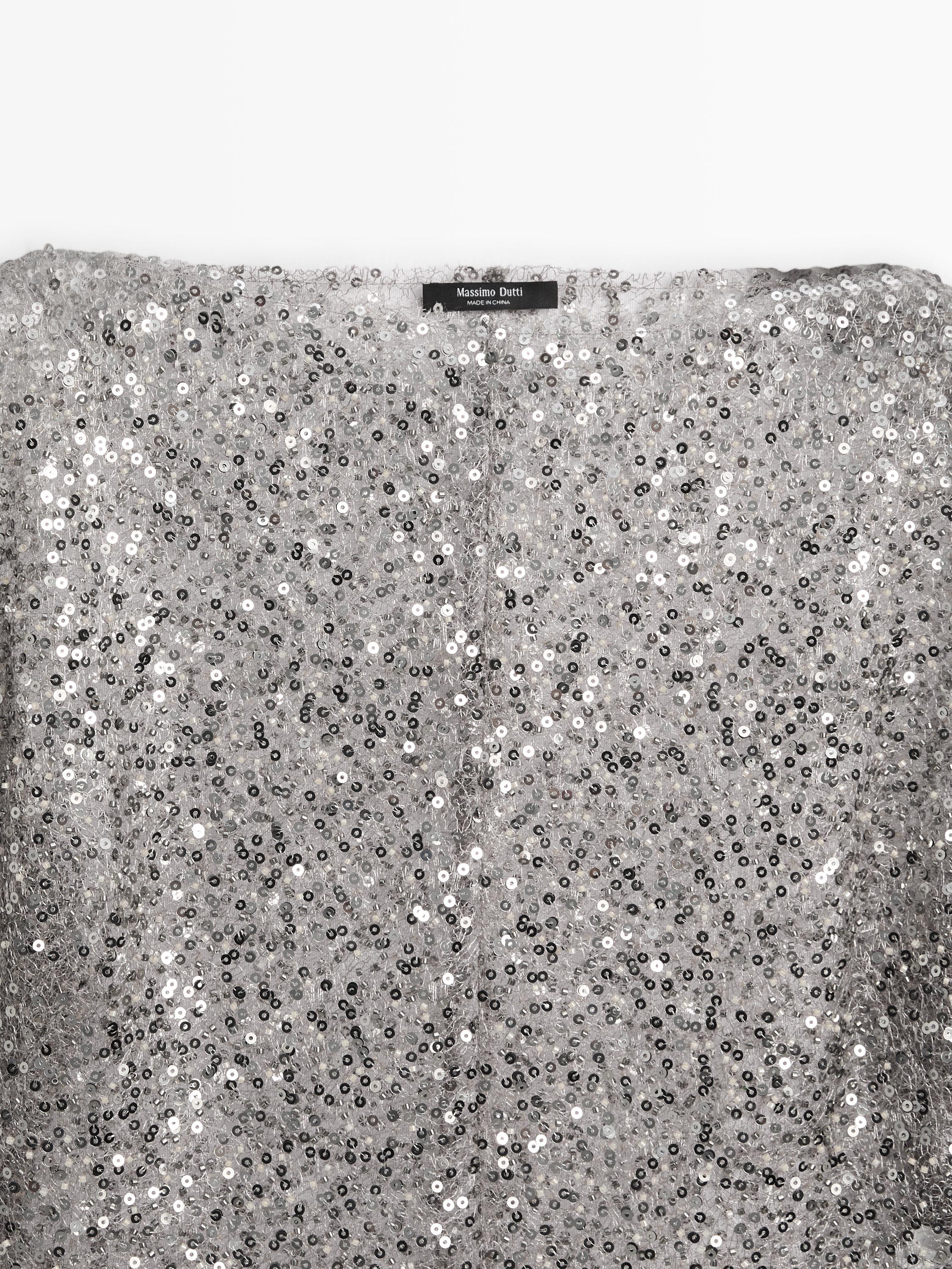 Sequinned blouse with cowl neck