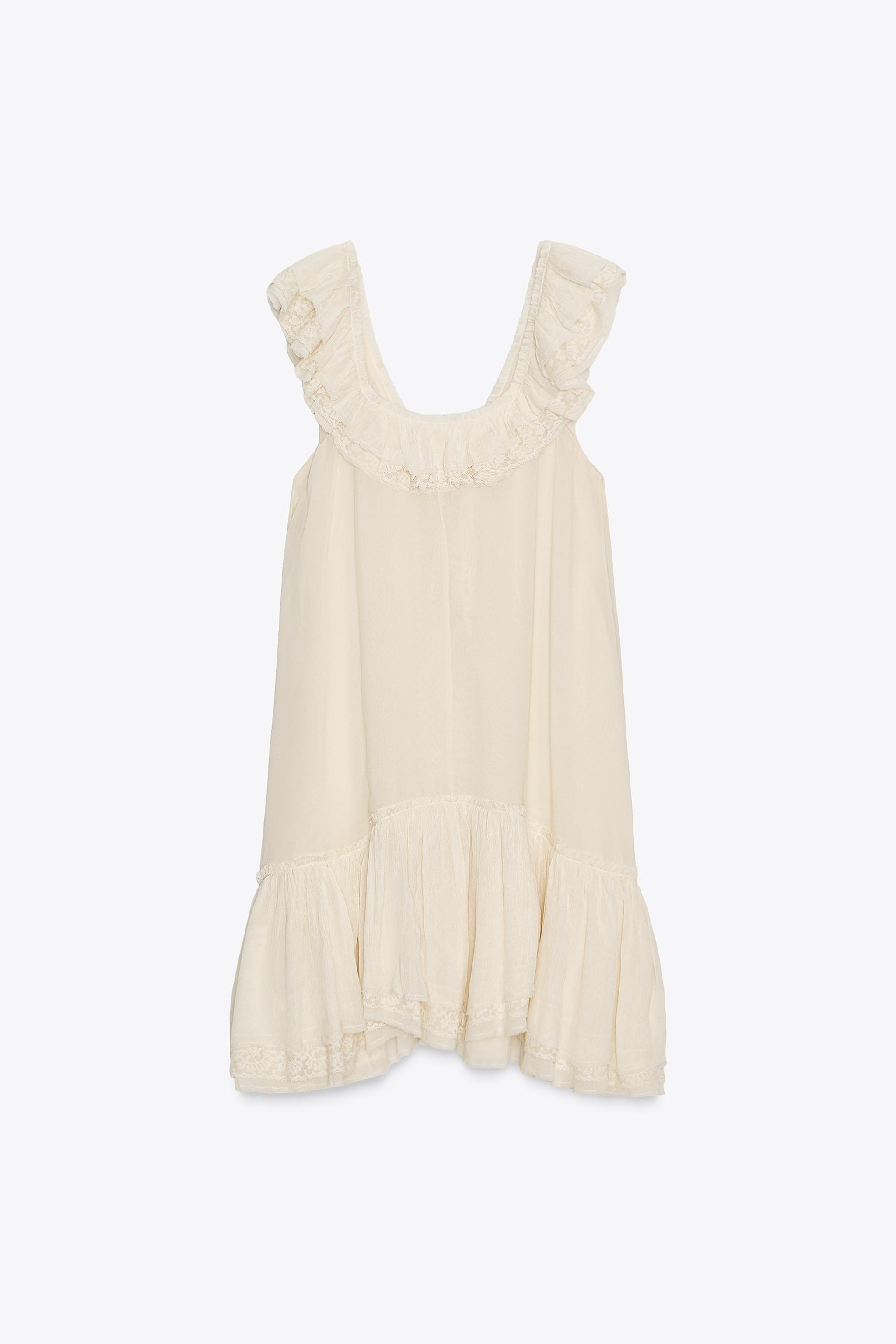RUFFLED LACE DRESS ZW COLLECTION - Ecru | ZARA United States