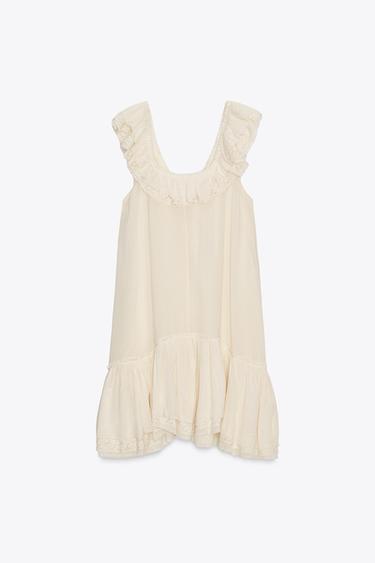 ROBE À VOLANTS ET DENTELLE ZW COLLECTION - Écru de Zara - Image 4