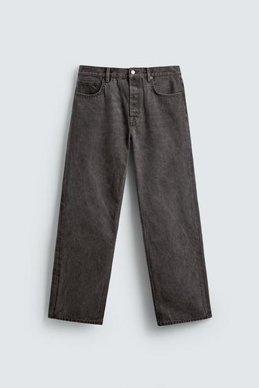 WASHED STRAIGHT FIT JEANS - Brown by Zara