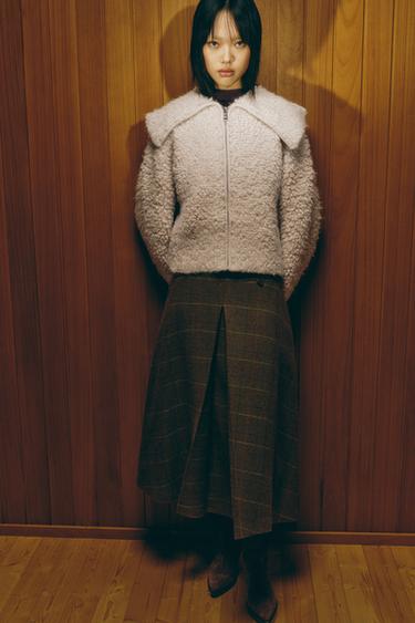 Zara ZARA WOMAN COLLECTION 格紋羊毛短裙 - 焦糖色