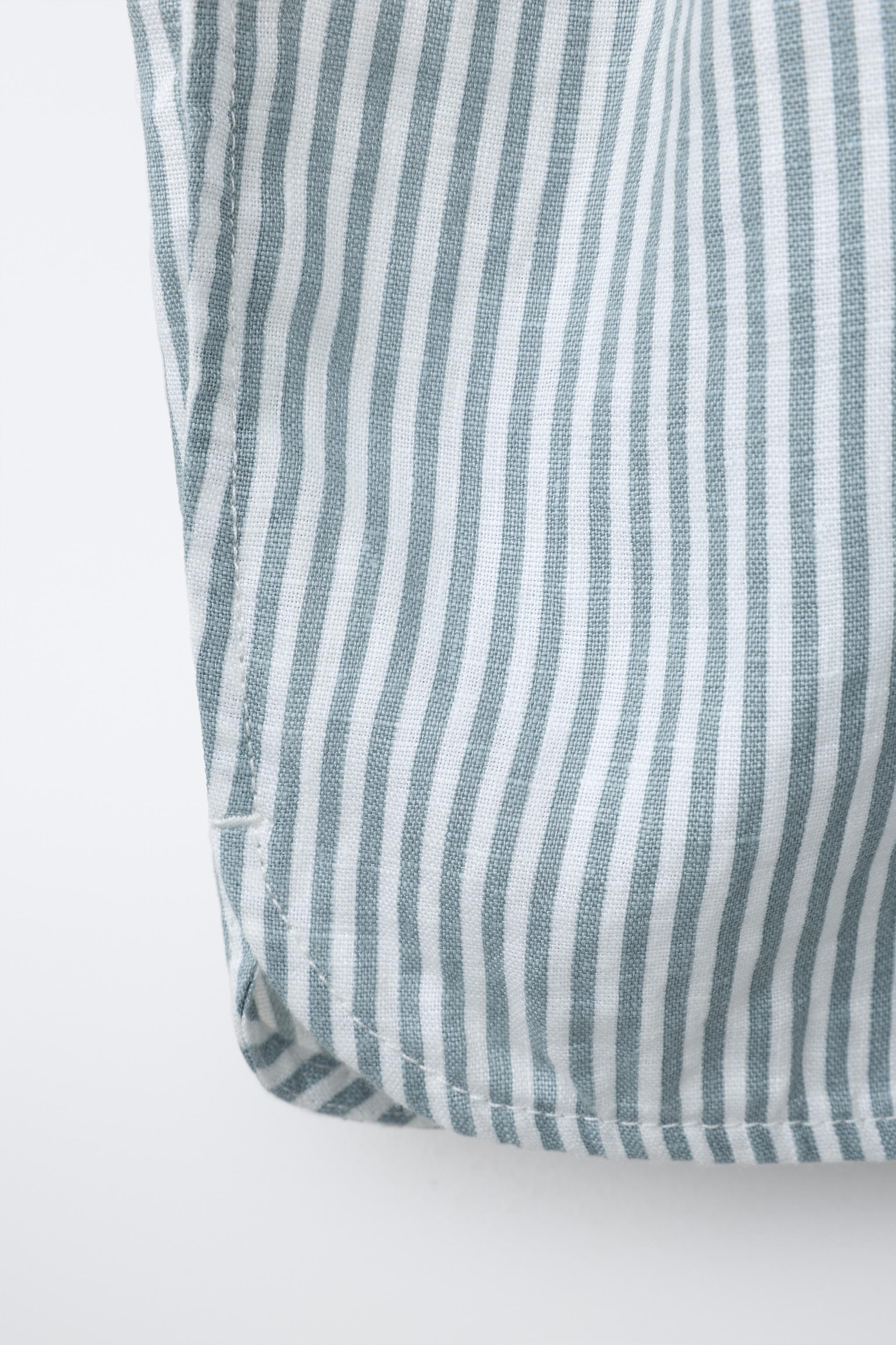 STRIPED 100% LINEN PANTS