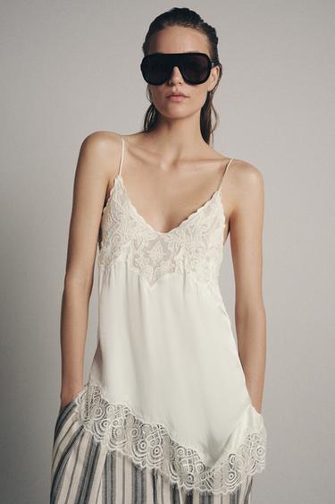 ZW COLLECTION LACE-TRIMMED CAMISOLE TOP - White by Zara - Image 4