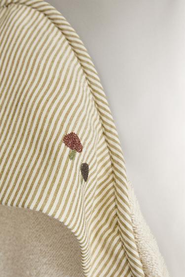 SERVIETTE DE BAIN CAPUCHE BÉBÉ GAZE RAYURES - Vert / Écru de Zara - Image 3