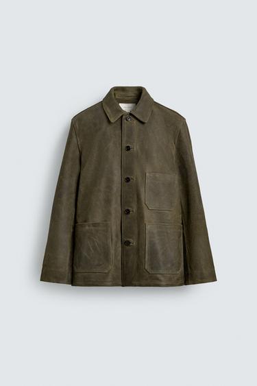 КУРТКА ЗАМШЕВАЯ В ВИНТАЖНОМ СТИЛЕ — ЗЕЛЕНЫЙ / СЕРЫЙ от Zara