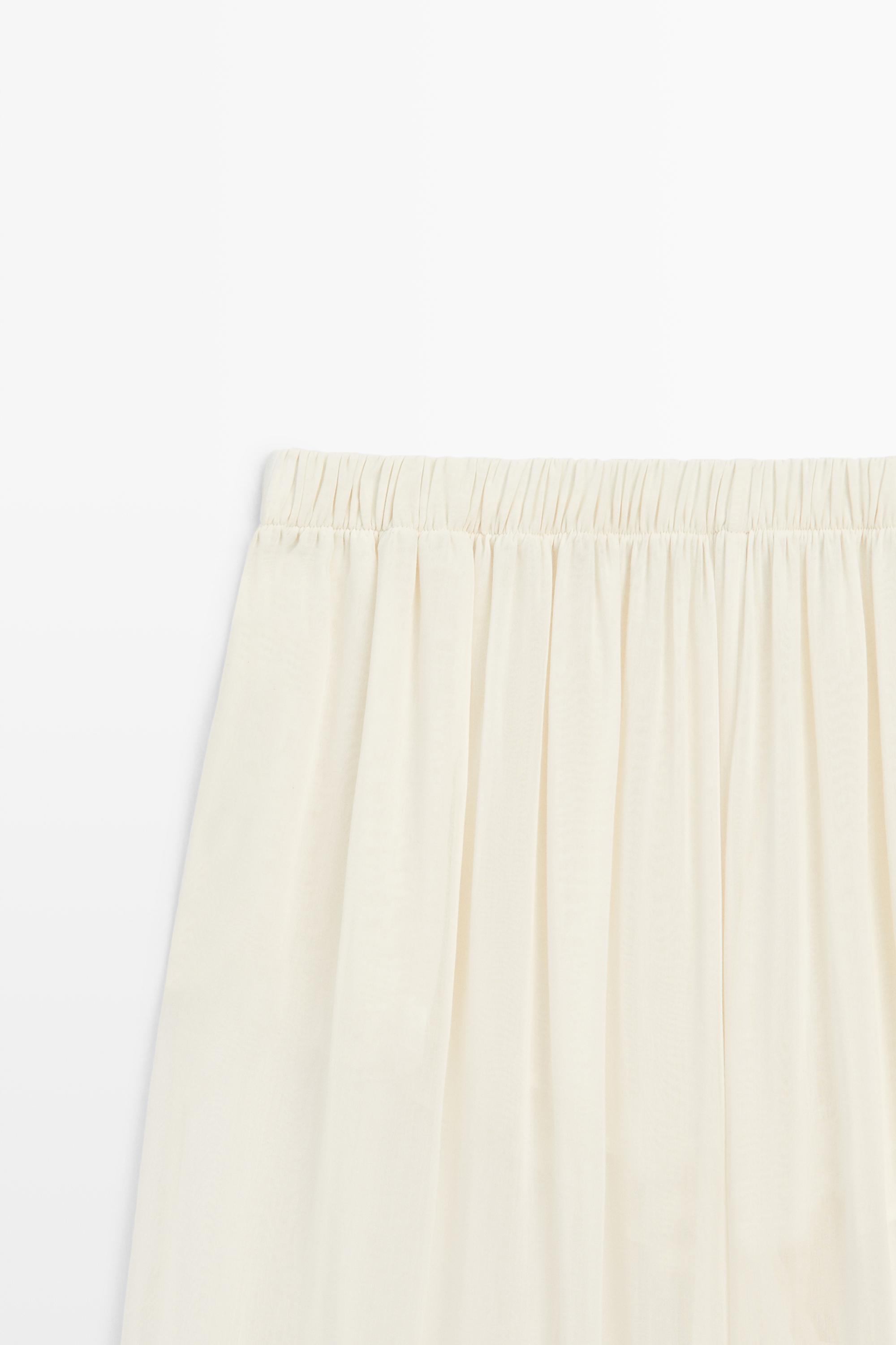 Semi-sheer flowing wide-leg pants — Oyster-white