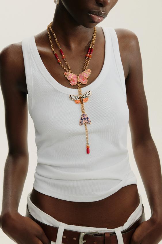 BEADED BUTTERFLY NECKLACE