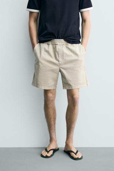 RELAXED FIT TWILL BERMUDA SHORTS - camel by Zara