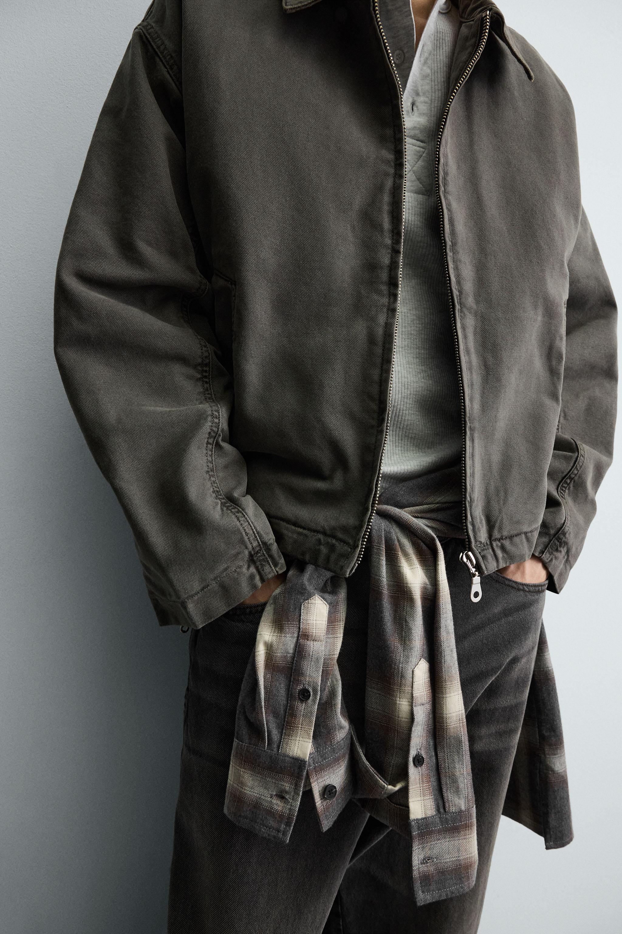 EMBROIDERED CROPPED FIT JACKET - Khaki | ZARA United States