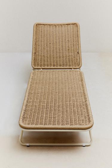 FOLDING OUTDOOR LOUNGER - brown/white by Zara