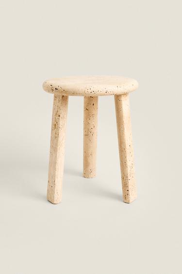 ROUND TRAVERTINE MINI SIDE TABLE - Ecru by Zara - Image 0