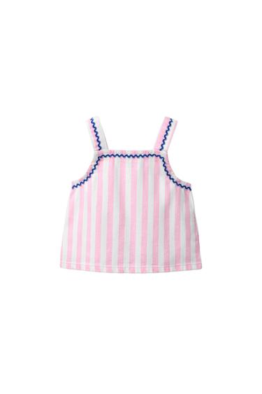 Zara STRIPED SERGE TOP - Pink