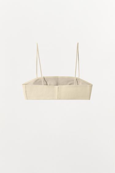 TOP BANDEAU CUIR 100 % - Blanc cassé de Zara - Image 4