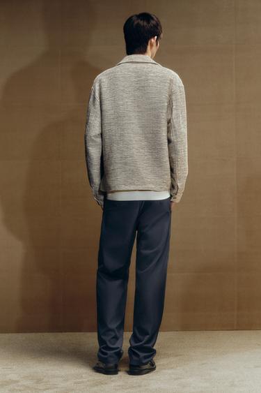 CONTRAST TEXTURED OVERSHIRT - Ecru / Beige by Zara
