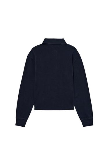 CROPPED FIT COTTON POLO SHIRT - Navy blue by Zara