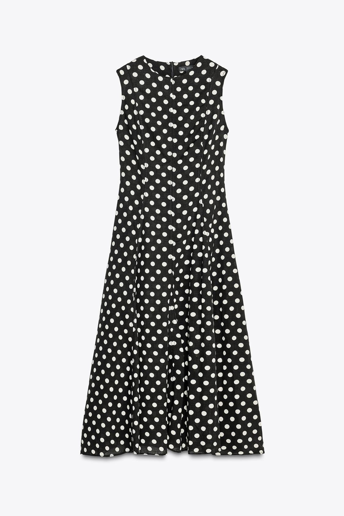 ZW COLLECTION POLKA DOT MIDI DRESS - Black / White by Zara - Image 4