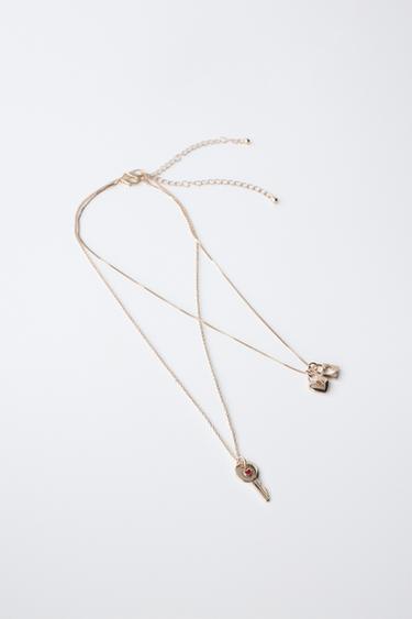 LOT DE DEUX COLLIERS CLÉS ET CADENAS - Doré de Zara - Image 1