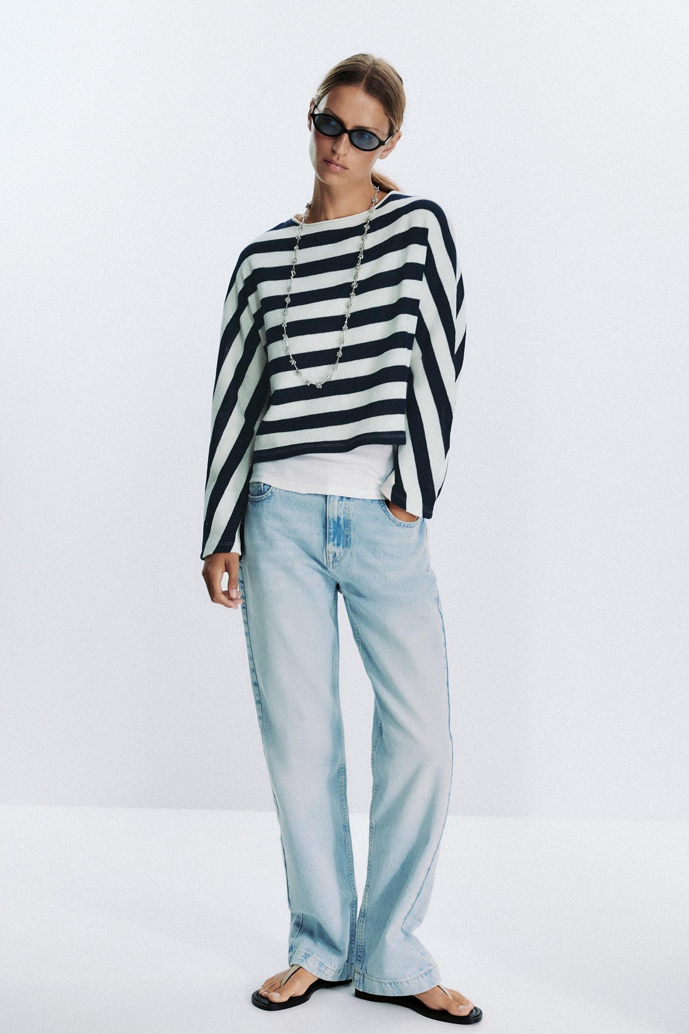 ZARA ストライプ　リネン　トップス LIMITED EDITION リネンストライプ柄パンツ - エクリュ | ZARA
