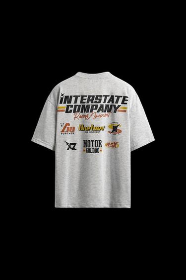 Zara MOTOR GRAPHIC T-SHIRT - Gray marl - Image 0