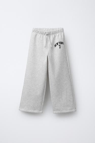 PANTALON LARGE IMPRIMÉ - Gris chiné de Zara - Image 0