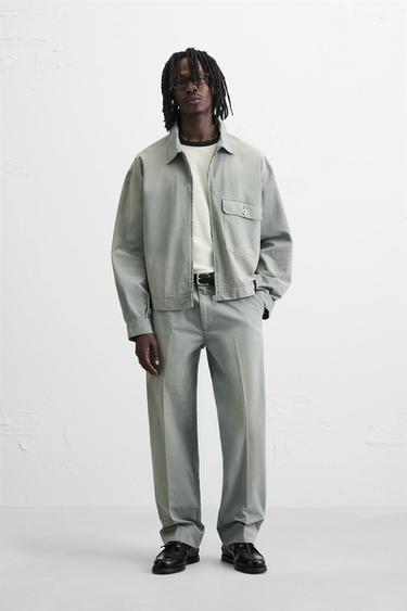 VINTAGE-EFFECT PRINT WASHED JACKET - Grey by Zara