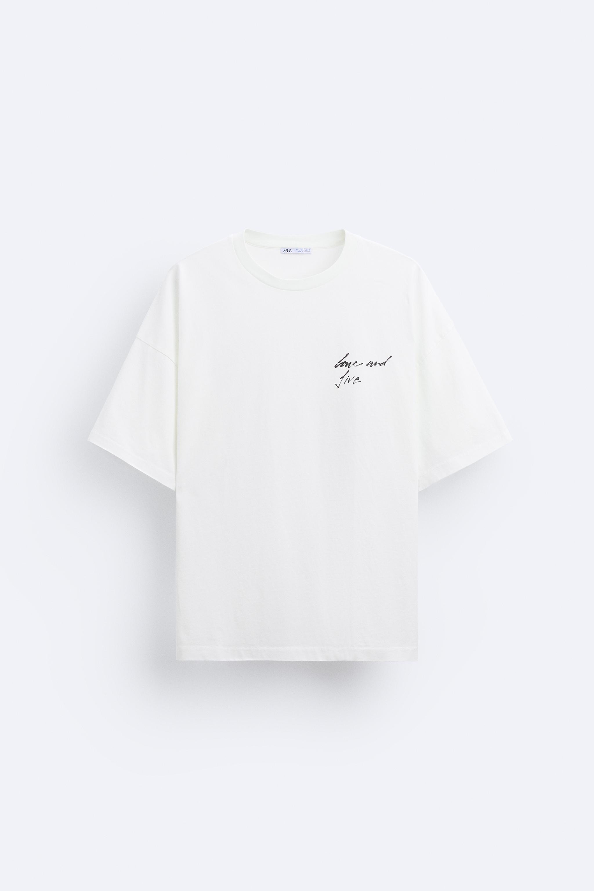 TEXT PRINT PATCH T-SHIRT - Oyster-white | ZARA United States