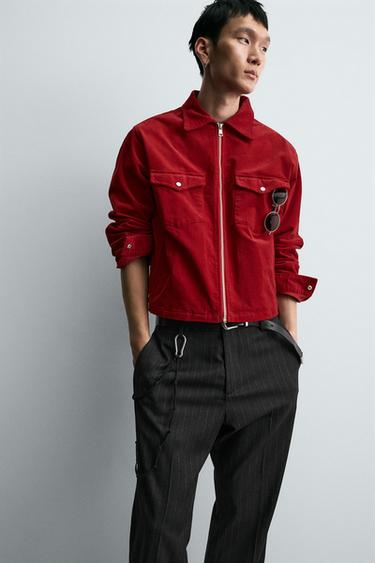 BOXY FIT CORDUROY OVERSHIRT - Red by Zara - Image 6