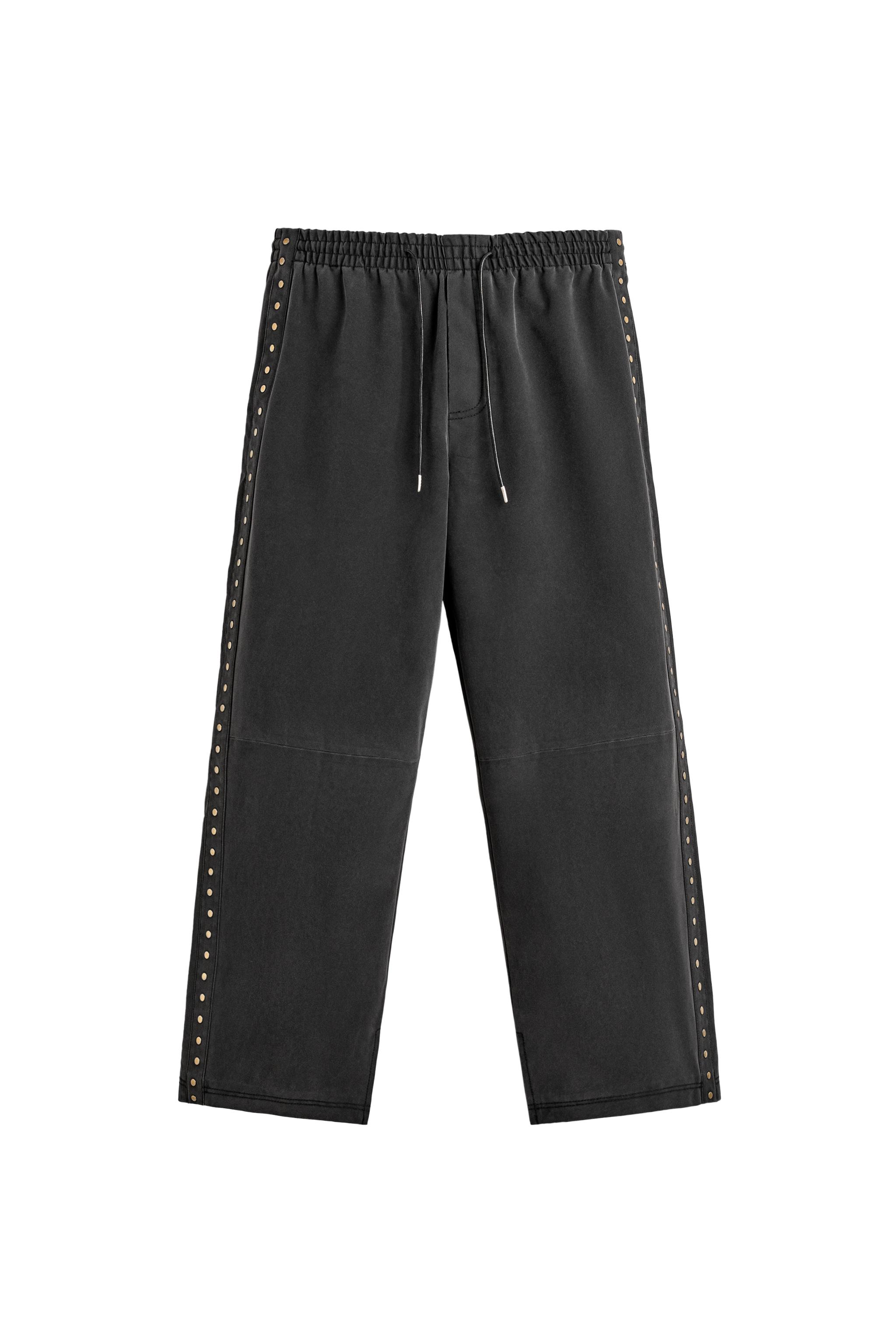 STUDDED FAUX LEATHER RELAXED FIT PANTS - Black | ZARA United States