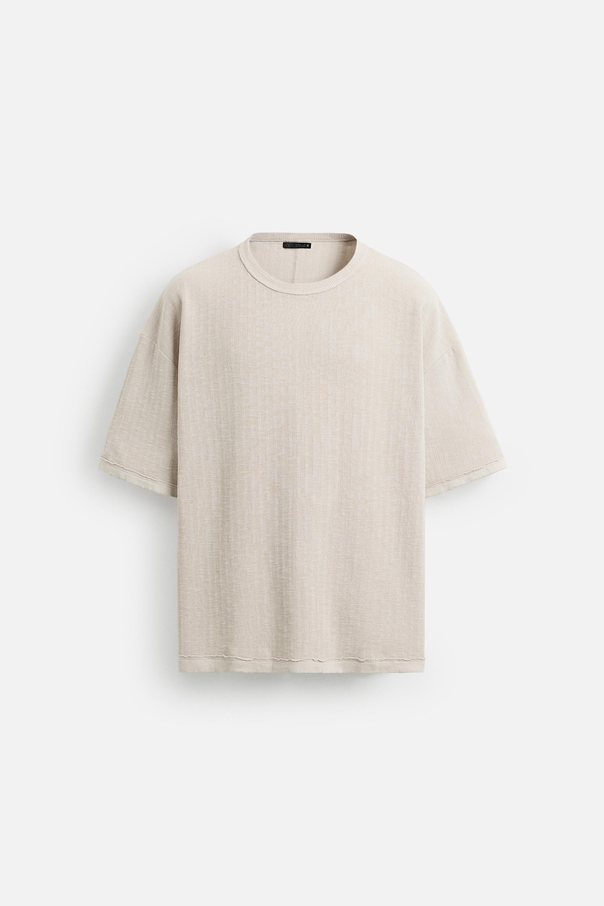 WASHED TEXTURED KNIT T-SHIRT - Ice | ZARA United States
