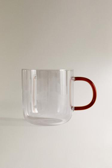 BOROSILICATE GLASS MUG WITH COLOURED HANDLE - Orange by Zara - Image 0
