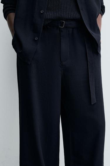 RELAXED FIT TROUSERS WITH BELT - Navy blue by Zara - Image 5
