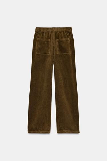 PANTALON CÔTELÉ LARGE ZW COLLECTION - Vert olive de Zara - Image 8