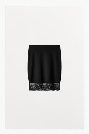 SKIRT WITH POLYAMIDE LACE - Black by Zara