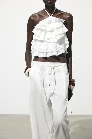 HALTER TOP WITH RUFFLES - White by Zara