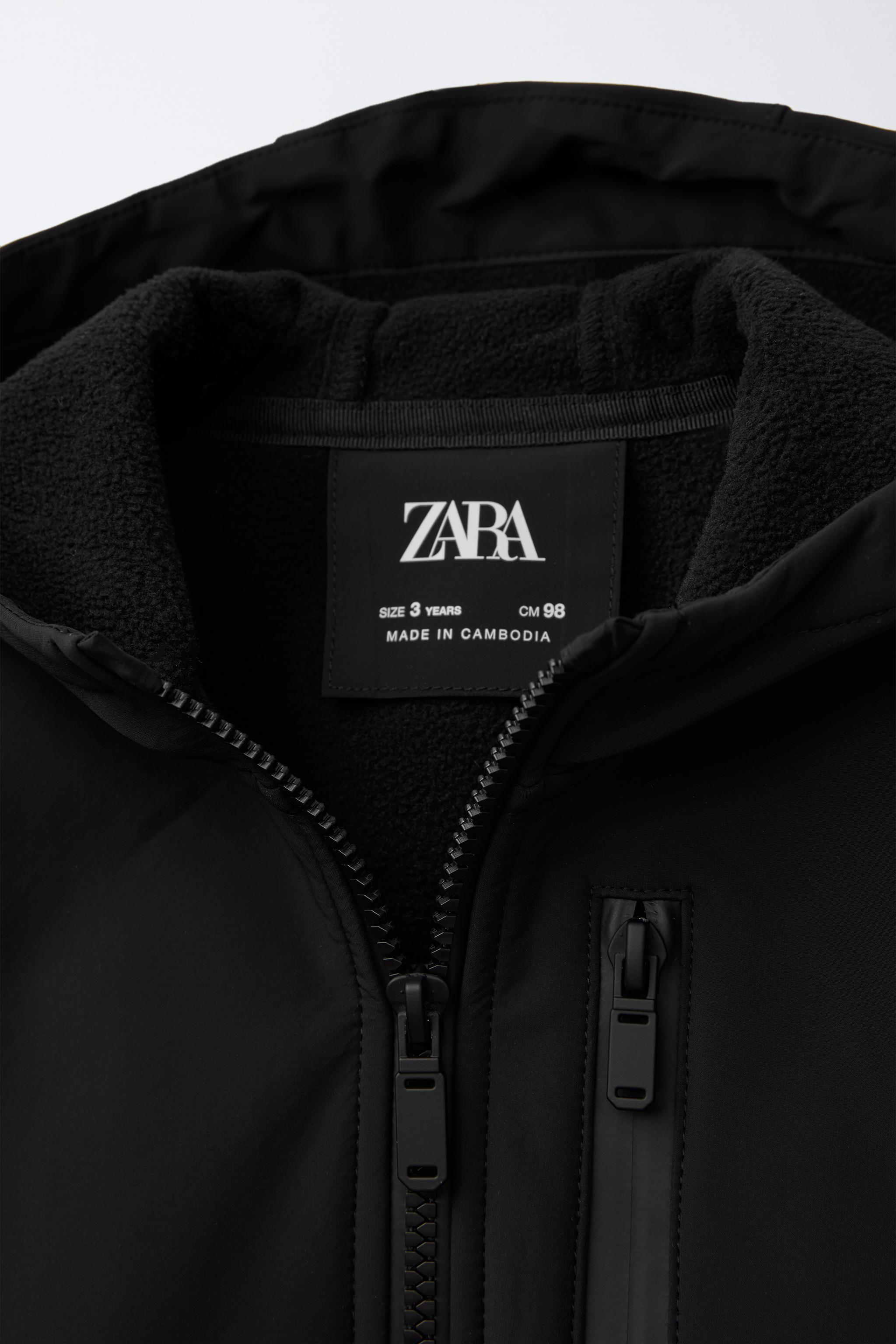 フリース裏地 ブラックフードジャケット 裏地付きフードジャケット - ブラック | ZARA Japan / 日本