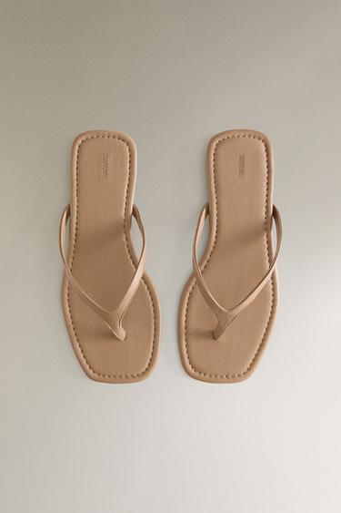 SANDALE MINIMALISTE CUIR - Gris taupe de Zara - Image 3