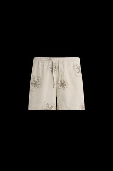BERMUDASHORTS MIT BLUMENSTICKEREI - Hellbeige von Zara - Bild 0