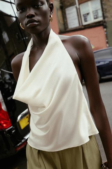 TOP HALTER BRILLANT - Écru de Zara - Image 2