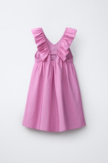 ROBE VOLANT EN TAFFETAS - Rose fluo de Zara - Image 1