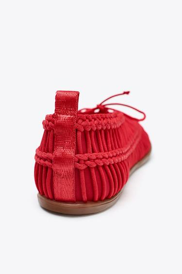 BRAIDED SHOES WITH LACES - Red by Zara - Image 5